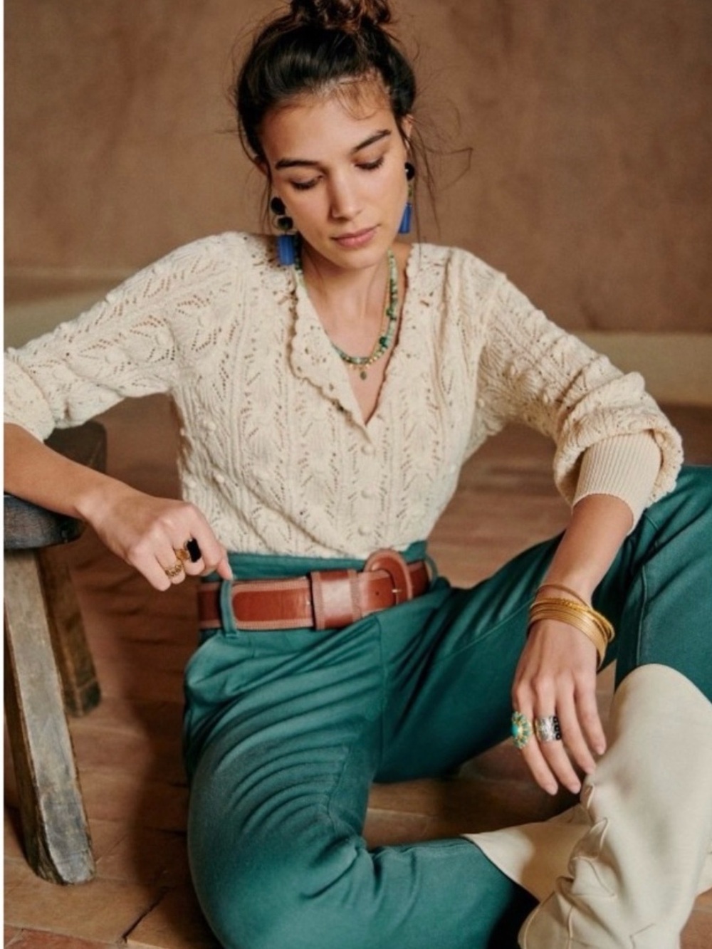 🍂Sezane Artie cotton crochet sweater - size M - New with tags!